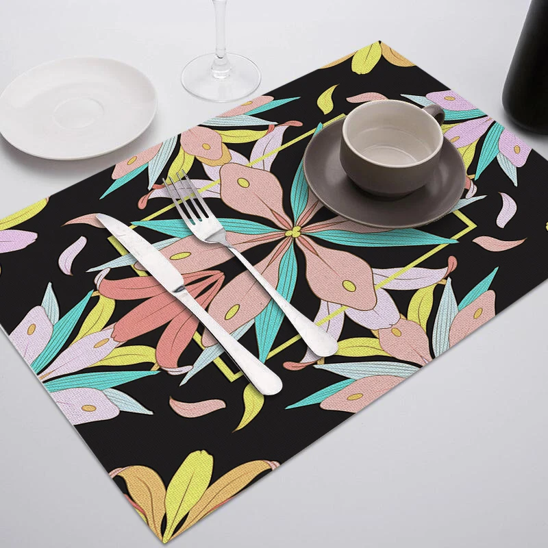 TTLIFE Flower Pattern Placemat for Dining Table Bowl Cup Pads Durable Drink Coasters Tea Party Decorations Kitchen Accessories - Цвет: 231