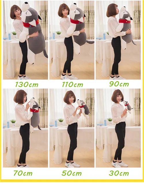 Fancytrader 51'' Giant Stuffed Husky Dog Hugging Pillow Toy Big Stuffed Animal Lying Husky Dog Toy Kids Gift 130cm 2 Colors (14)