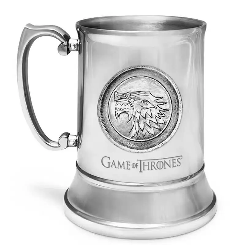 

Game of Thrones Mug Iron Throne Tankard Stainless Steel Wolf Head Dragon Cup 3D Medieval Beer Milk Coffee Mug Christmas Gift
