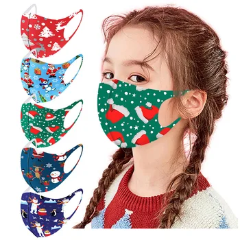 

5pc/set Mascarillas Christmas Cartoon Print Kids Face Mask Adjustable Washable Dustproof Face Shield Windproof Cover #YL5