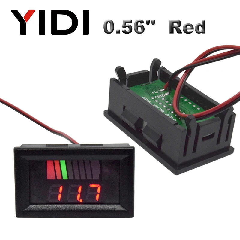 Normal Red 0,56 ''ЖК-дисплей Цифровой вольтметр 12V 24V 72V 84V Батарея Ёмкость индикатор свинцово-кислотный Мощность Автомобиль Мотоцикл Напряжение тестер детектор - Цвет: Normal Red