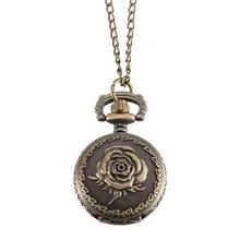 Reloj de bolsillo Vintage Color bronce cuarzo reloj Cool Chain Rose relojes B99