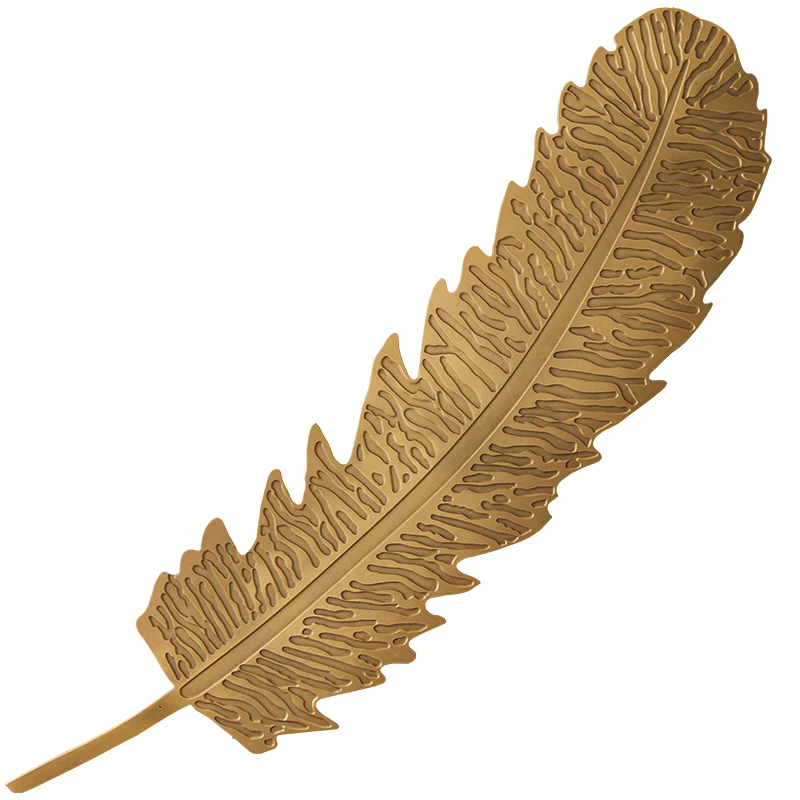 

American 3D Stereo Luxurious Feather Wall Decoration Copper Crafts Decor Wall Ornament Wall Hanging Sofa Mural Accessories R2760