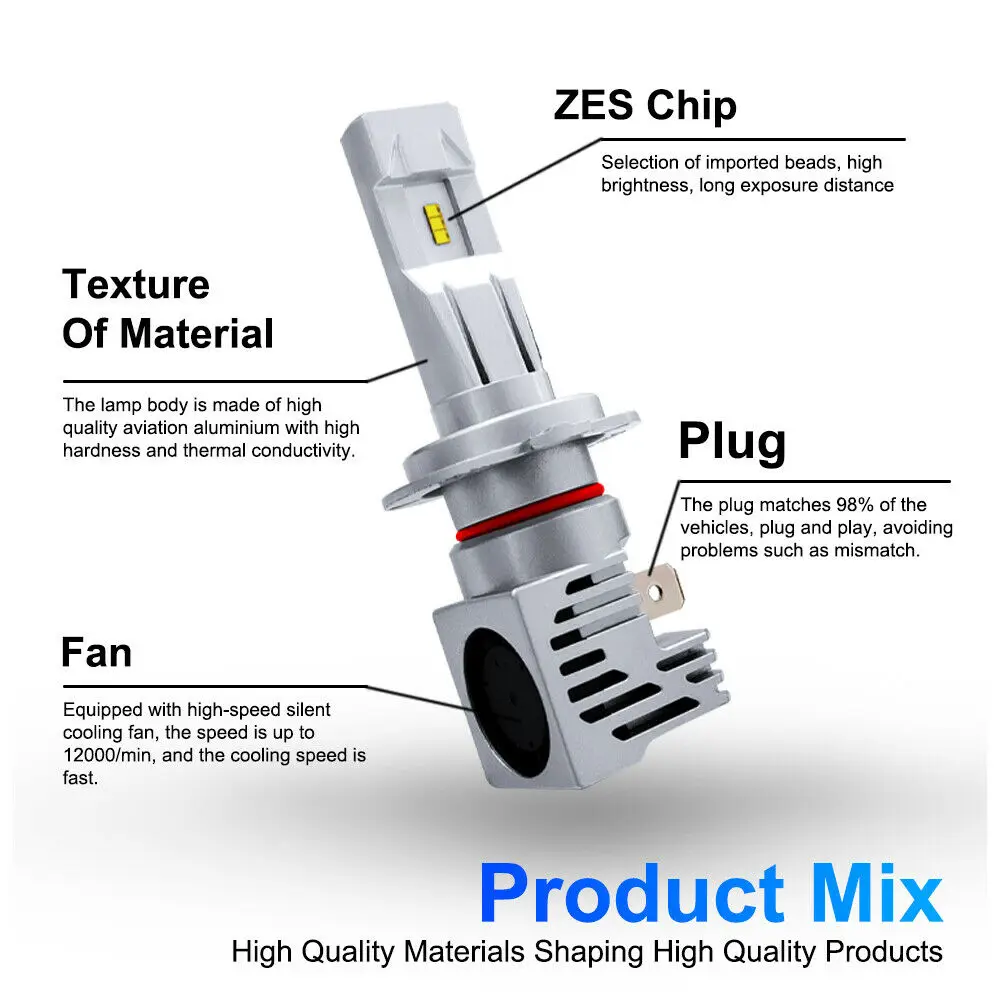 2Pcs/set 9005 LED Headlight Kit 2000W 24000LM 9005/HB3/H10 6500K Car White Fog Lights