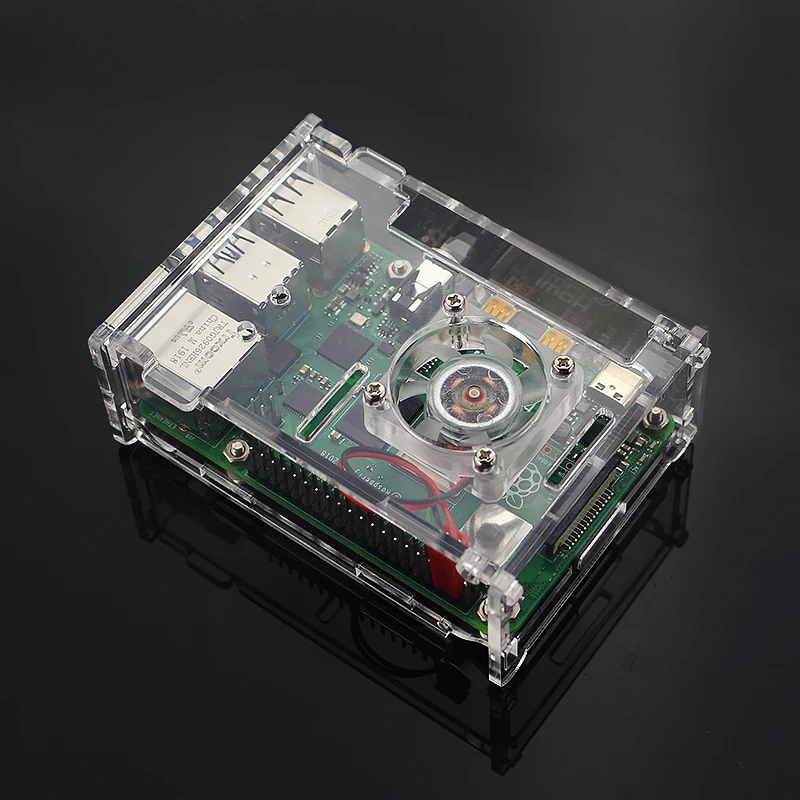 Светодиодный Подсветка вентилятор охлаждения для Raspberry Pi тепловыделение радиатор с 2 синий встроенный атмосферу светодиодный для Raspberry Pi 4B/3B