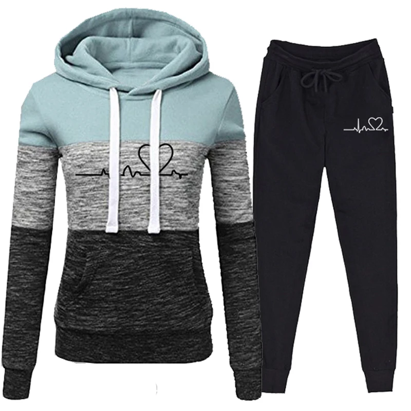 Fashion Women Two Pieces Tracksuit Sweatshirts Pullover Hoodies Suit Female Jogger Pants Outfits Women Sweatsuits Sport Suits skirt suit set Suits & Blazers