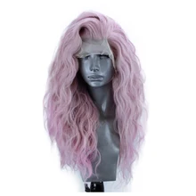 Websterwigs розовые синтетические парики на кружеве, высокотемпературные волосы из теплового волокна, длинные волнистые волосы на кружеве, парик для косплея аниме