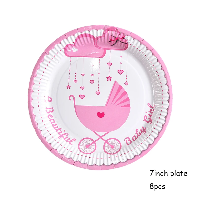 Мультяшный слон столовая посуда тарелка бумажная чашка полотенце детский день рождения, детский душ вечерние принадлежности одноразовая посуда - Цвет: 8pc 7inch plate