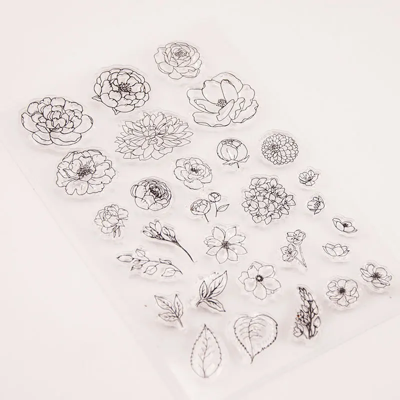 Clear Stamps Clear Rubber Stamps Flower Clear Stamps DIY Scrapbooking Craft Supplies Rubber Silicon Seals Card Album Hobby ink pad Stamping