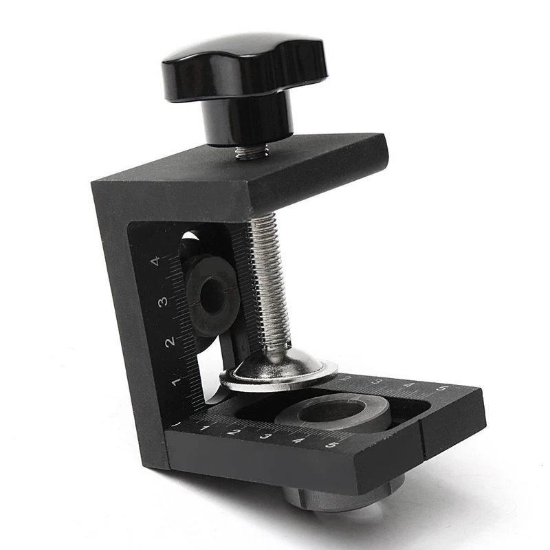 DWZ Black Woodworking Hole Locator Punch Positioner Jig Kit + Step Drilling Bit Wood Tool