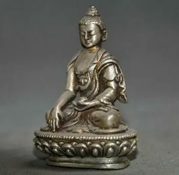 

Old Tibetan Buddhism Temple Silver Sakyamuni Shakyamuni Medicine Buddha Statue