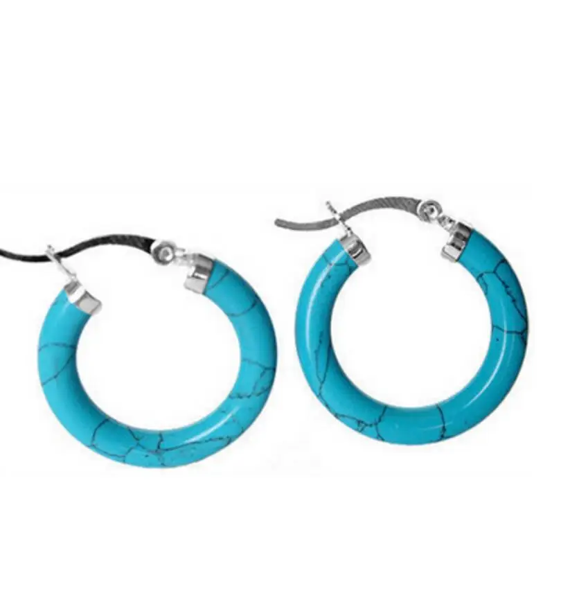 

Free shipping New Charming 925 sterling silver With Blue turquoise Ring Earring
