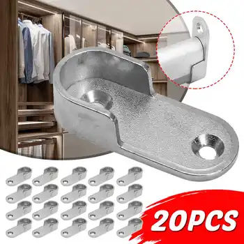 

20Pcs Wardrobe Rail Support Zinc Alloy Oval Wardrobe Rail Bracket Hanging Rod End Supports Closet Tube Pipe Brackets 16mm