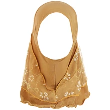 Детский мусульманский хиджаб для маленьких девочек с кружевом исламский шарф шали Эластичный Тюрбан 517D