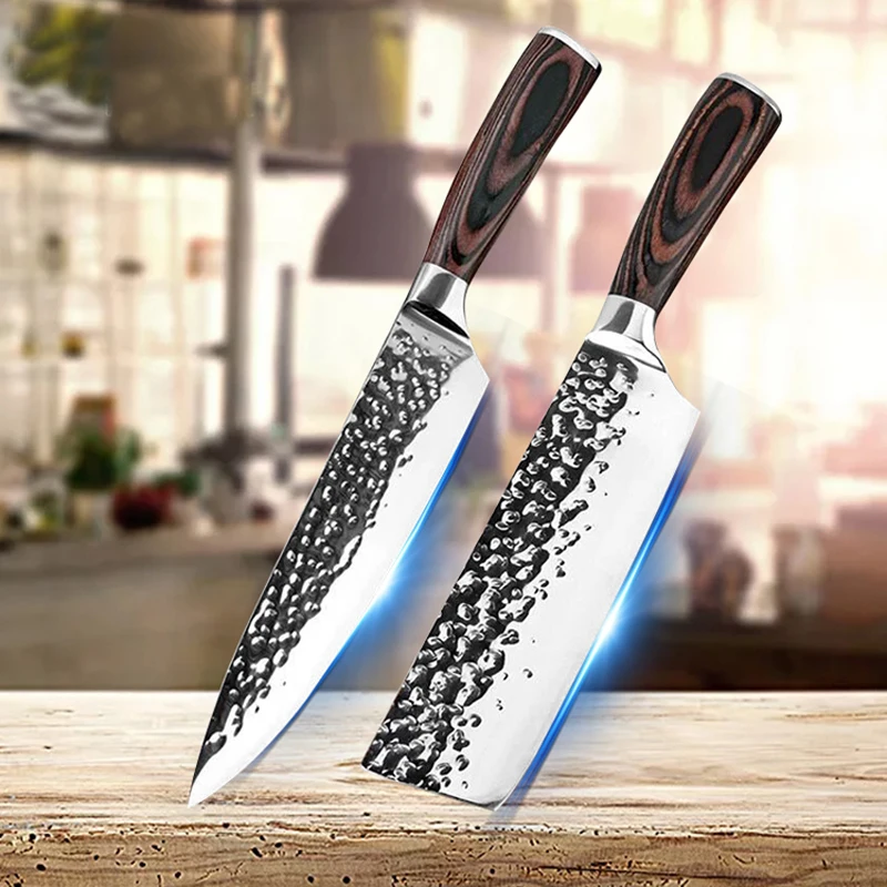 Kitchen knife 8 Inch Chef Knif 7Cr17 440C High Carbon Stainless Steel  German wood Handle Santoku Meat Cleaver knife Cooking Tool - AliExpress