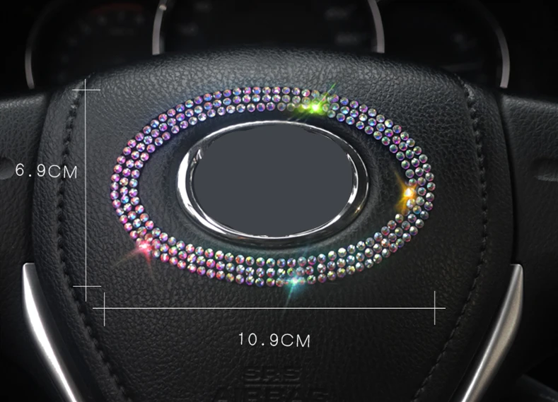 Алмазная кристальная автомобильная наклейка на руль эмблема кольцевая наклейка для Benz для Honda для Toyota наклейки