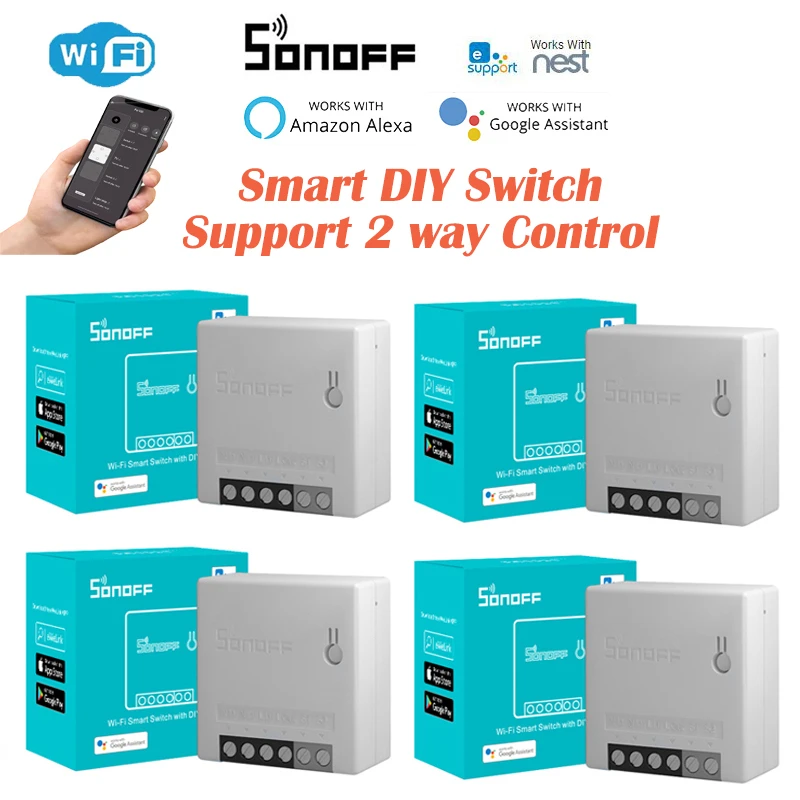 SONOFF MINIR2 Wifi DIY Switch Mini R2 2 Way Modules eWeLink APP Wireless Remote Control Work with Alexa Google Home Automation