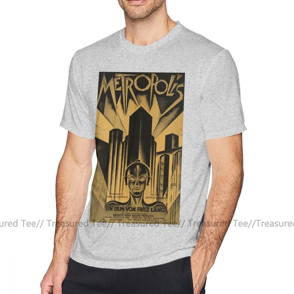 Футболка с оборотнем Metropolis Fritz Lang 1926-винтажный постер из фильма B-w, забавная футболка с графикой, футболка с коротким рукавом 6xl - Цвет: Gray