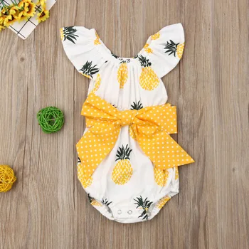 

For Baby Girl Cute Pineapple Pattern Short Flying sleeve Cotton Romper Outfits
