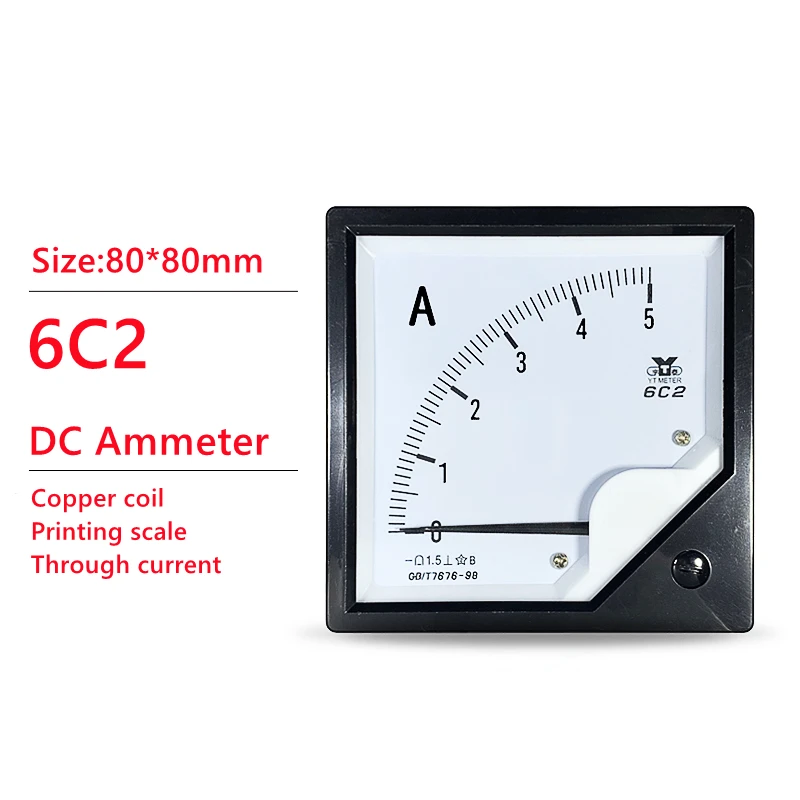 6C2 DC Analog Panel Ammeter Ampere Meter Gauge 1A 2A 3A 5A 10A 15A 20A 30A  50A 100A AliExpress