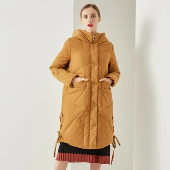 

New fashion fluffy warm hooded oversize real down parkas coat female winter bread style longer printed warm thick jacket F317