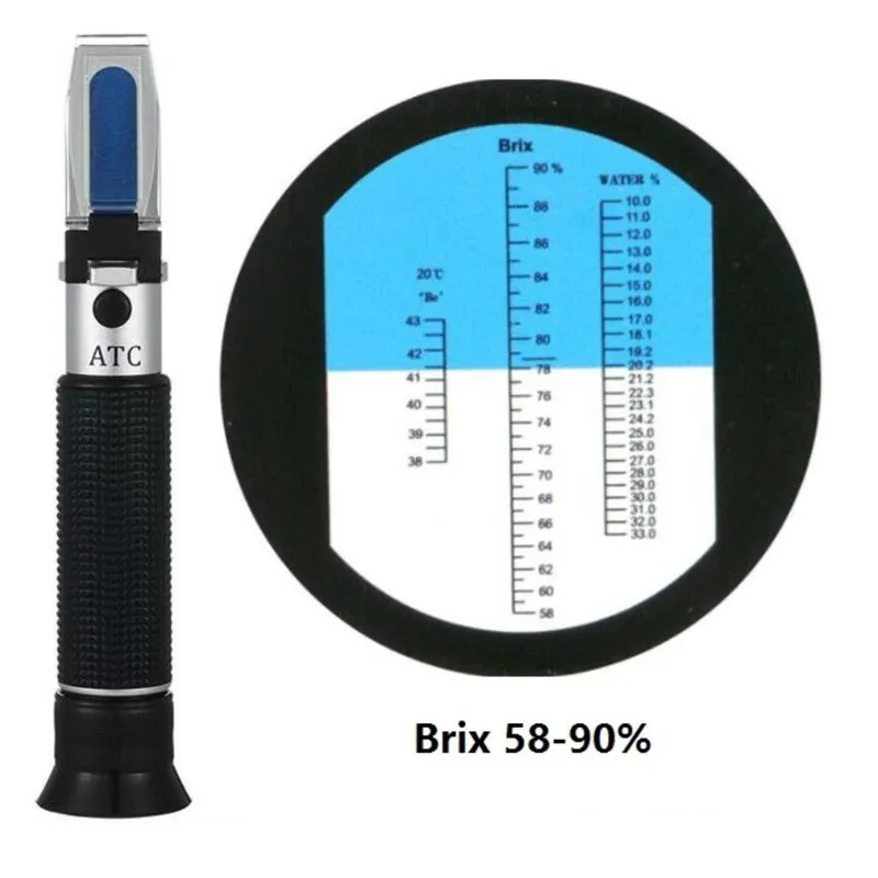 Tester Per Rifrattometro Per Miele 58-90% Brix Baume Water Tester Rhb92 In Box Rifrattometro Per Alcol 0-80% V/V Alcol