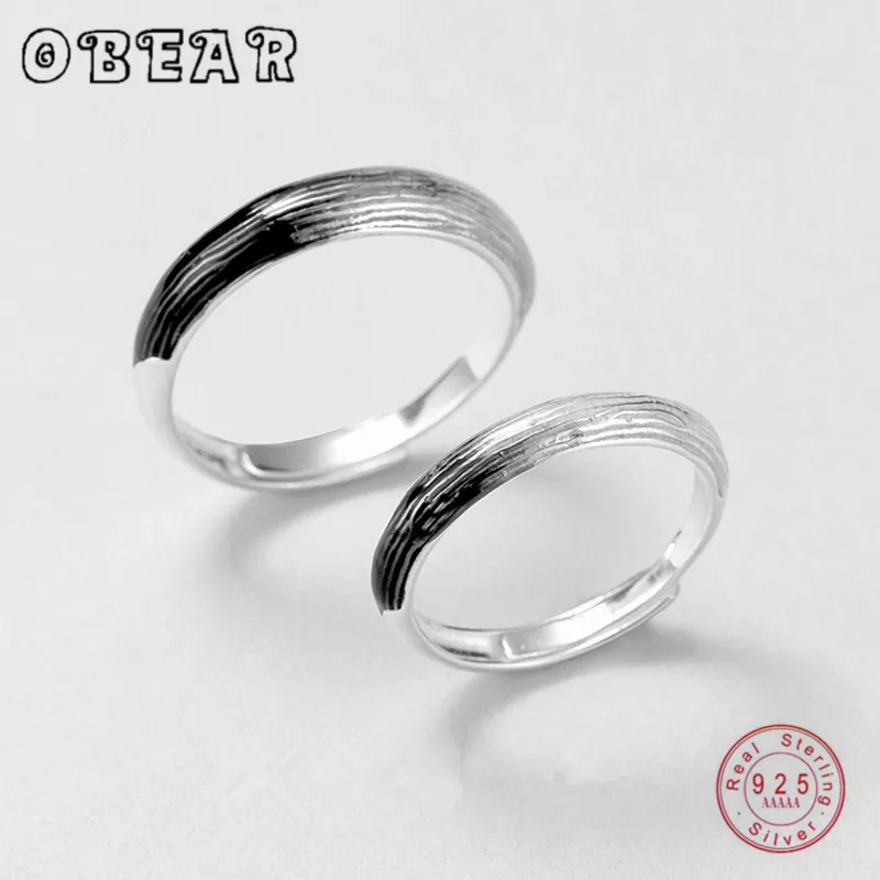 Парные кольца OBEAR с черно-белым градиентом серебро 100% пробы кольцо для женщин