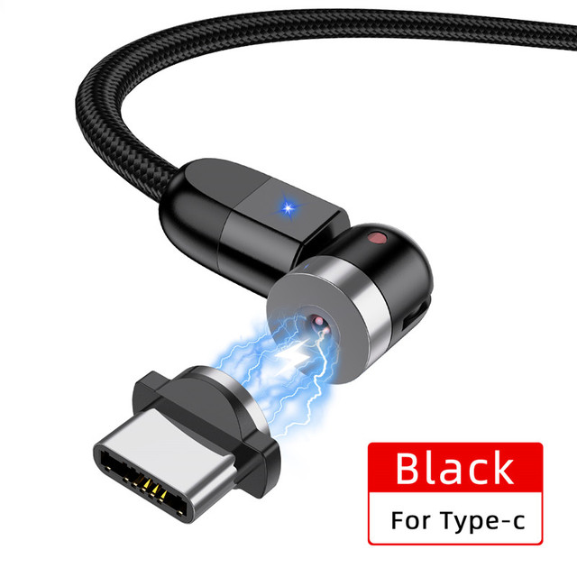 2m LED 540 Rotate Magnetic Cable Micro Type C Phone Cable For iPhone12 Pro XS Max Samsung Xiaomi USB C Cord Wire Cable