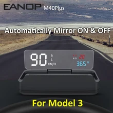 EANOP espejo HUD M40plus OBDII velocidad proyector Digital velocímetro para Tesla modelo 3 con puerta engranaje recordando alarma de velocidad