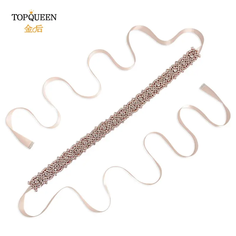 baby pink TOPQUEEN S28B-RG розовое золото свадебный пояс Стразы пояс для свадебных платьев пояс с бисером ручной работы пояс подруги невесты и пояса - Цвет: baby pink