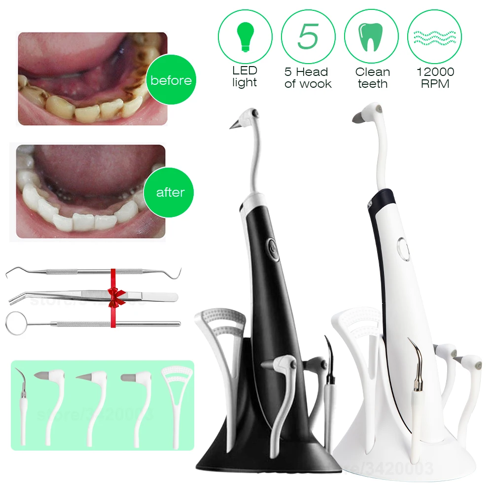 5 In 1 Electric Ultrasonic Dental Scaler Tooth Stain Plaque Calculus