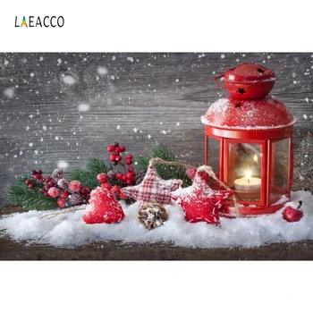 

Laeacco Christmas Snow Red Lantern Wood Board Photography Backgrounds Baby Newborn New Year Decoration Photo Studio Backdrops