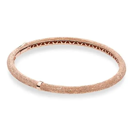 Подлинный 925 пробы серебряный браслет, рифленые сердца, роза, матовый блестящий браслет, подходит для женщин, бусина, шарм, сделай сам, модное ювелирное изделие