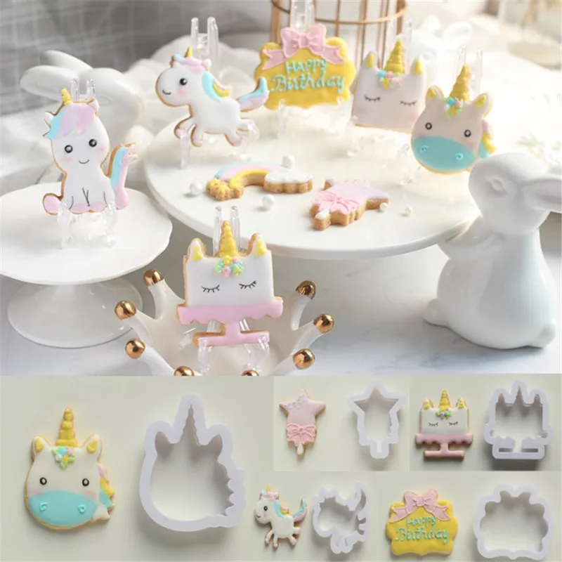 

VOGVIGO 8pcs/set Innovative Unicorn Biscuit Mold Baking Tool Cookie Cutter DIY Fondant Chocolate Cake Embossing Stencil Mold