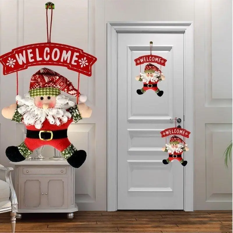 

Handmade Cute Santa Claus Xmas Hanging Door Ornaments Decoration Christms Tree Decor Store Hotel Showcase Pendant Decorations
