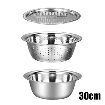 

3pcs Restaurant Grater Basin Set Cheese Multifunctional Rustproof Julienne Vegetables Fruits Stainless Steel Kitchen Tools
