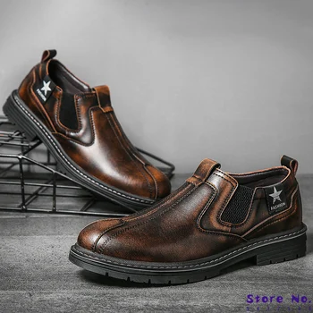 

Retro Genuine Leather Men Shoes Spring Work Safety Casual Shoes Fashion Flats Oxfords Loafers Moccasins Big Size 38-45 2019