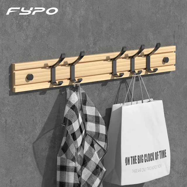 Fypo Double Hooks Coat Rack Wall Clothes Hanger Living room Hallway Storage Rack Movable Towel Hooks Hanger Home Organizers 1