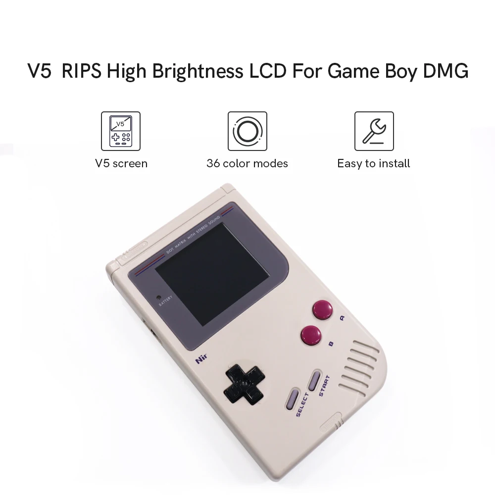 V5 GBO TV Version OSD Menu Full Size IPS High Light Brightness Backlight LCD Screen + Speaker Kit For GameBoy DMG GB Console