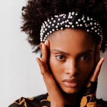 Lalynly имитация жемчуга ободок для волос Свадебная ширина гибкий завязанный твист коралловый флис головная повязка Свадебные украшения F07941