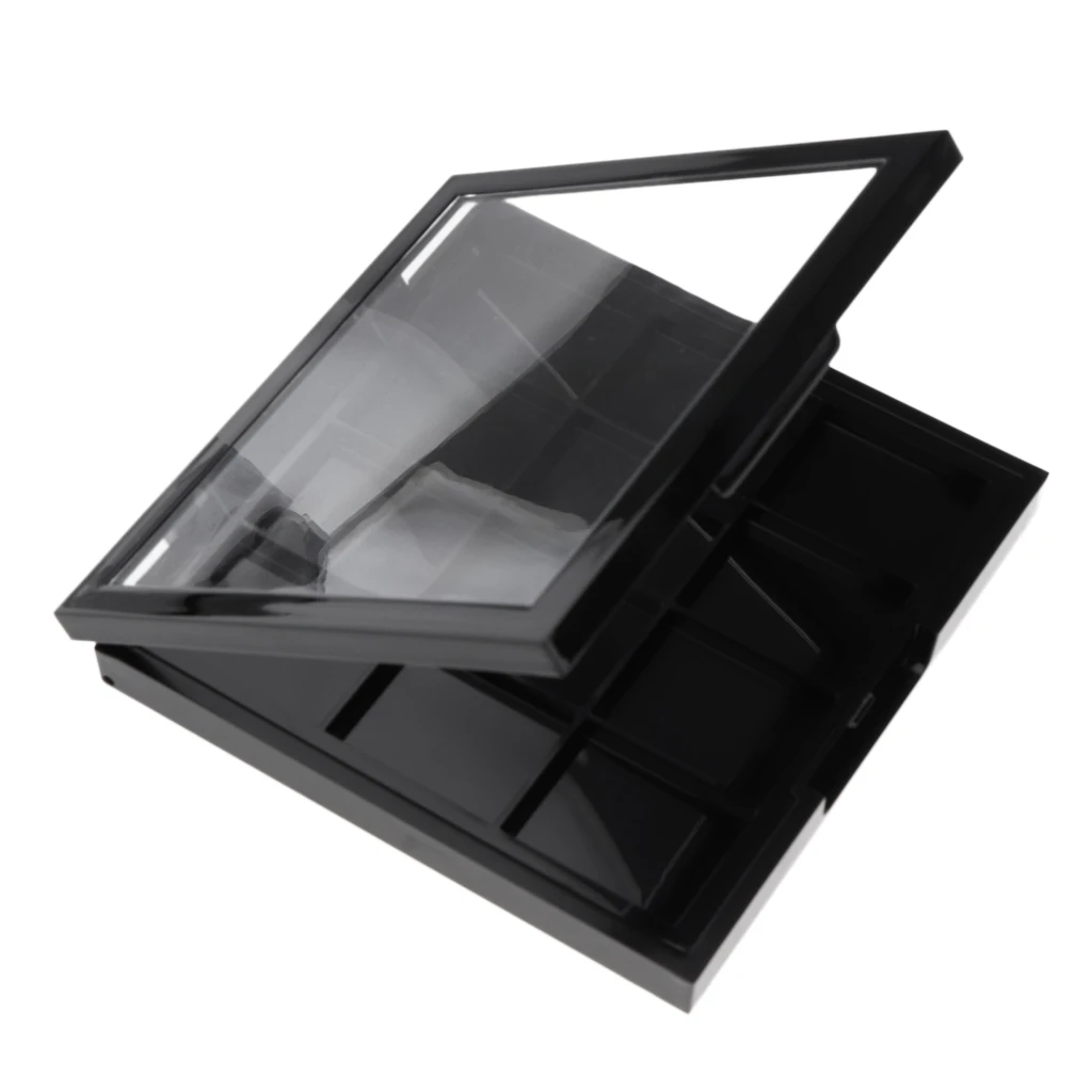 2pcs 12 Slots Plastic Empty Eyeshadow Makeup Palette with Clear Top for Concealer Lipstick Blush Loose Powder (Black)