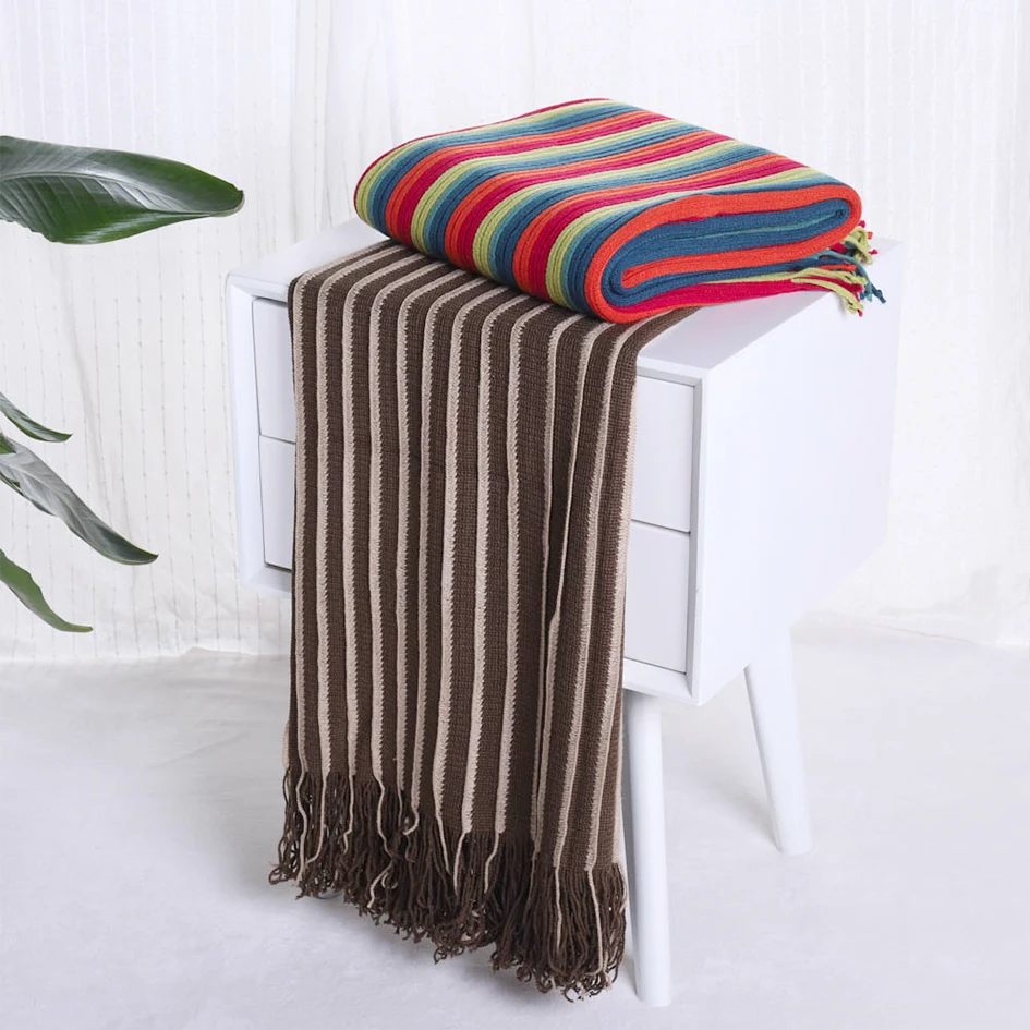 Battilo 100 Acrylic Striped Throw Blanket Lightweight Cozy Blankets