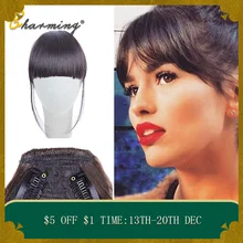 Очаровательный черный коричневый блонд поддельные бахрома Клип В челке наращивание волос с высокой температурой синтетического волокна