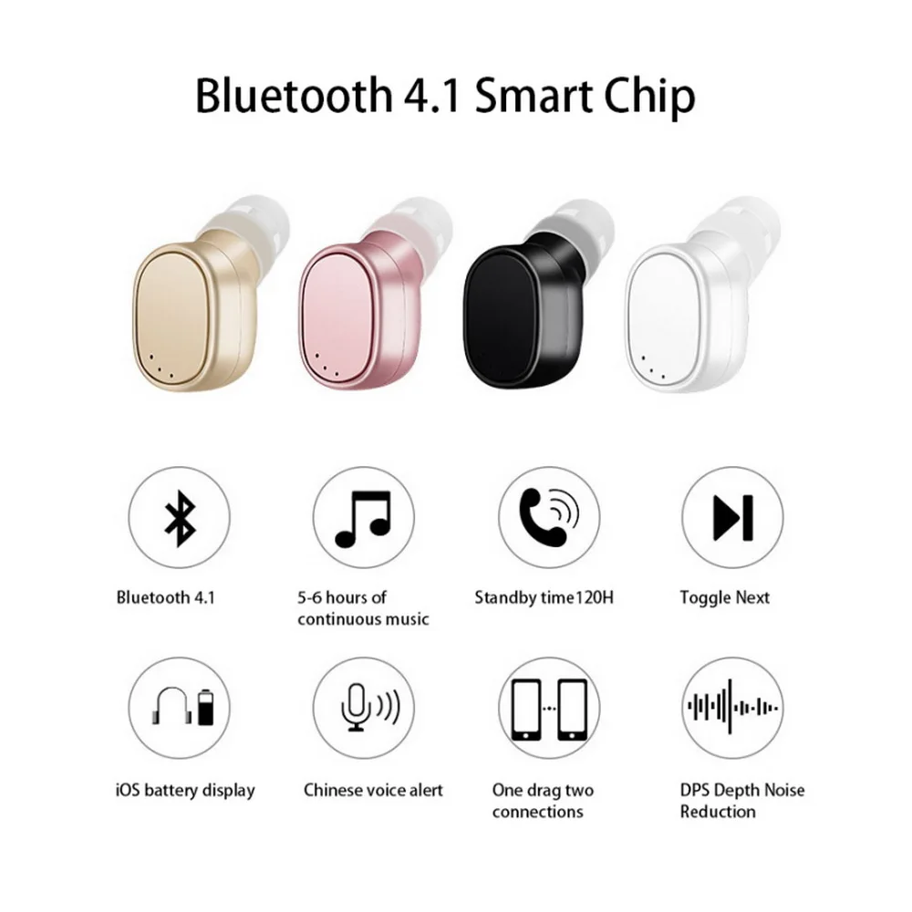 Mini Bluetooth Headset Wireless Earphone Portable USB Magnetic Charging Headset Invisible Sport Earbud Headset For iPhone 8 12