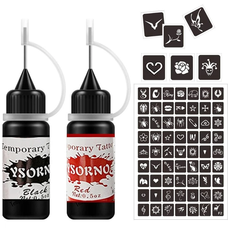 27RC 2 Color Temporary Tattoo Kit for Women Men Kids Fake Tattoos Semi Permanent Tattoo Ink Art Painting