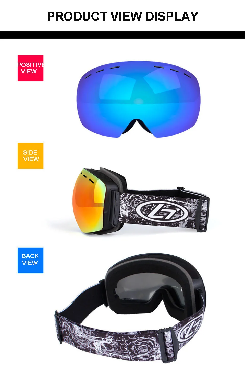 Snow Snowboard Glasses Anti-Fog Spherical Lens Big Ski Goggles for Men Women Youth Skiing Eyewear Helmet UV400 Protection