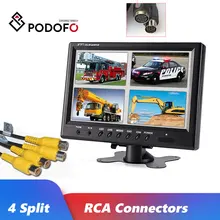 Podofo " TFT ЖК-экран, четырехъядерный монитор видеонаблюдения, автомобильный подголовник, монитор заднего вида, 4 разъема RCA, 6 режимов