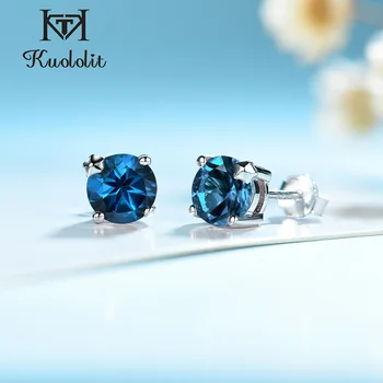 

Kuololit 2.0ct Natural London Blue Topaz Pure 925 Sterling Silver Stud Earrings For Women Star Christmas Jewelry Wedding Gift