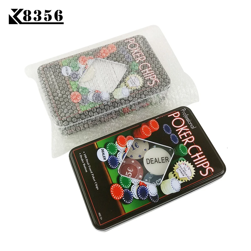 K8356 2Sets/Lot Quality Casino Set Texas Poker Chips 100 pieces Game Tokens fine Plastic Chips 1/5/10/25 EURO Four Par Dealer