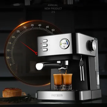 

20Bar Italian Espresso coffee machine Steam coffee Home and commercial small steam foam Visual thermometer coffee maker